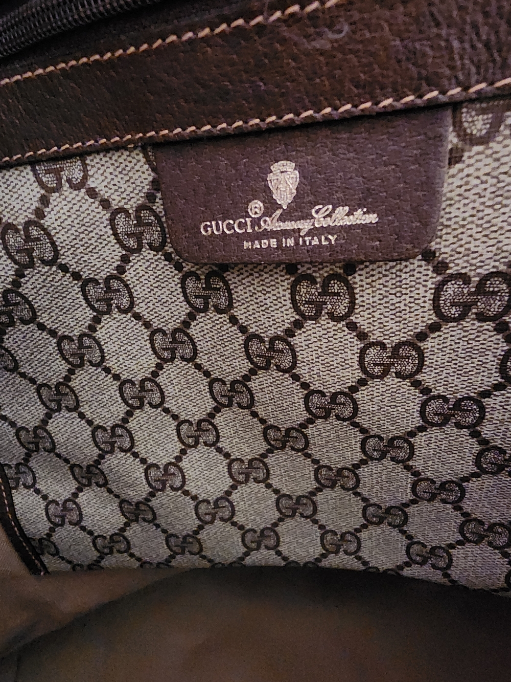 Gucci GG Supreme Cherry Line Tote w Green & Red Web Straps EUC Approx 23x15 1/2 - Picture 6 of 7